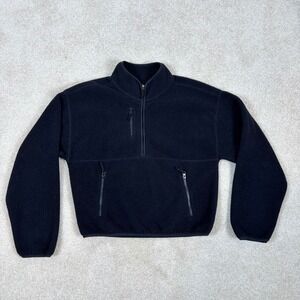 BP Nordstrom Womens Black Quarter Zip Fleece Pullover Sherpa Jacket Size M